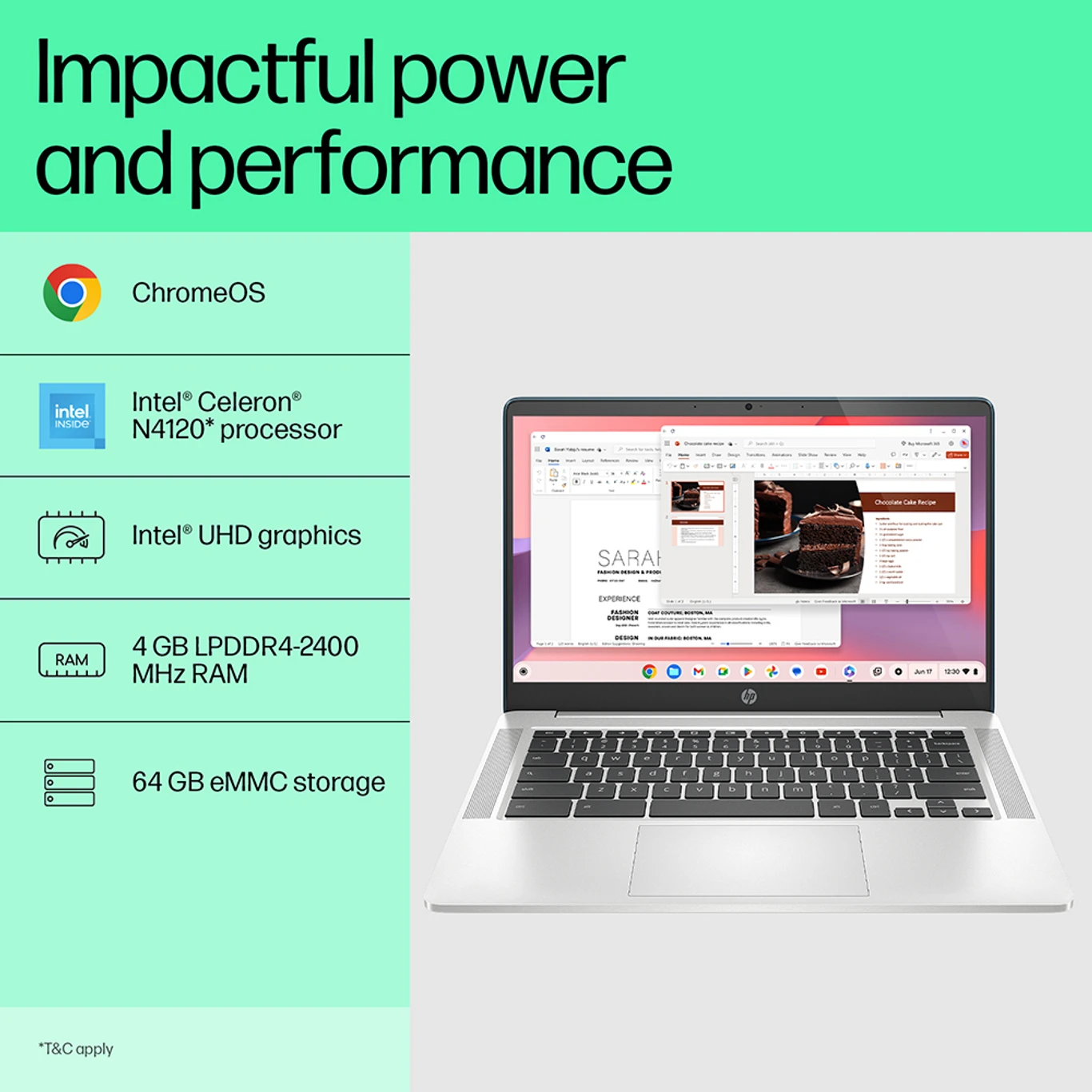 HP Chromebook Intel Celeron Dual Core N4120 - (4 GB/64 GB EMMC Storage/Chrome OS) 14a-ca0506TU Chromebook (14 Inch, Mineral Silver, 1.49 Kg) - Image 3