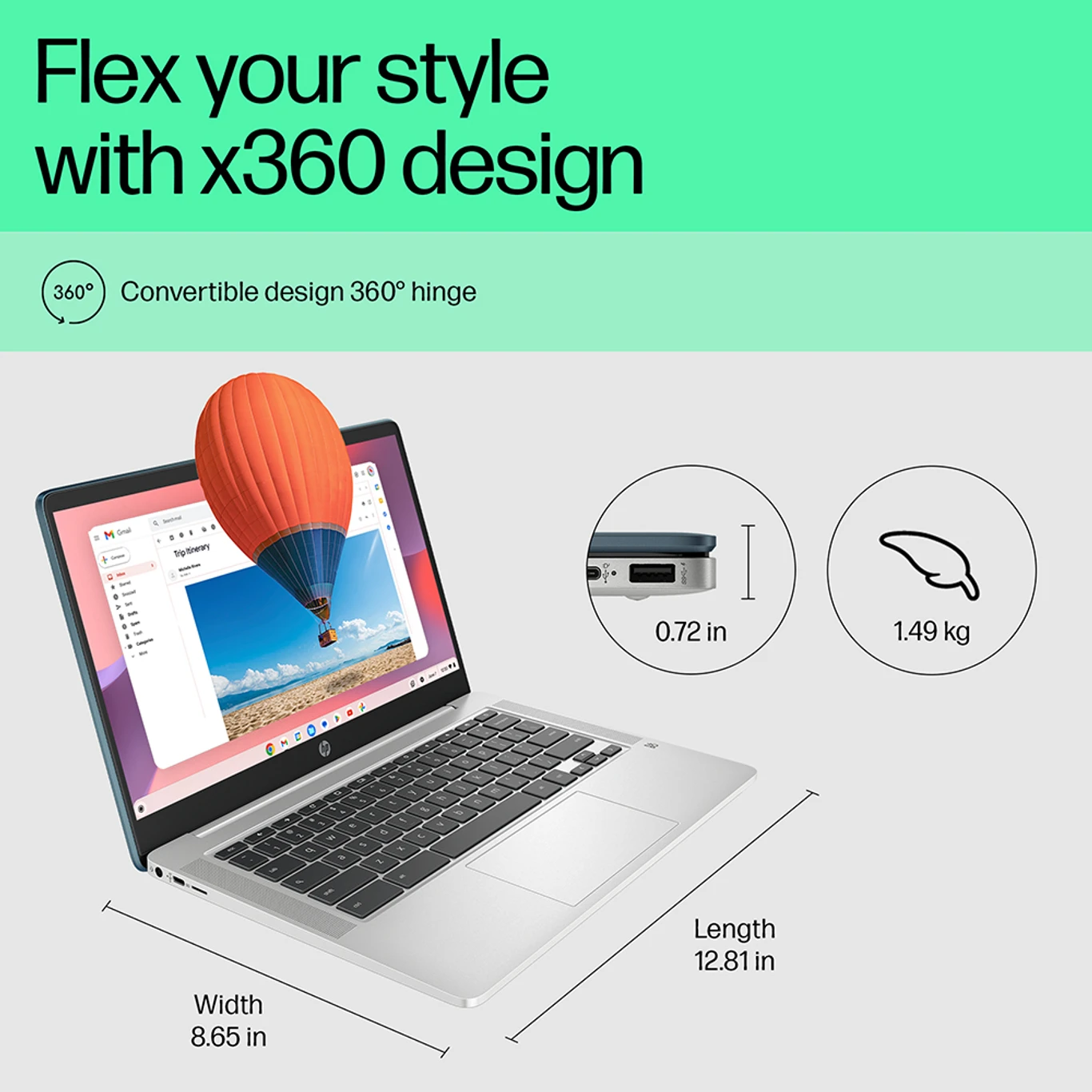 HP Chromebook Intel Celeron Dual Core N4120 - (4 GB/64 GB EMMC Storage/Chrome OS) 14a-ca0506TU Chromebook (14 Inch, Mineral Silver, 1.49 Kg) - Image 7